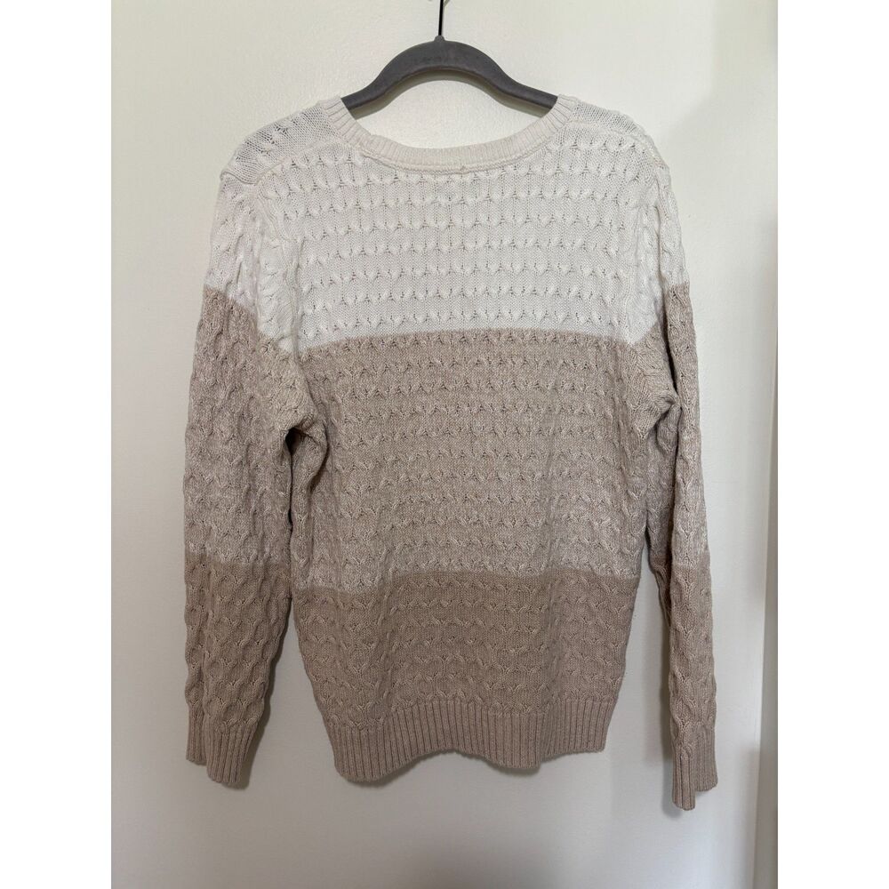 Croft & Barrow Colorblock Knit Sweater Neutral Beige Cream Cozy XL Granola Cabin
